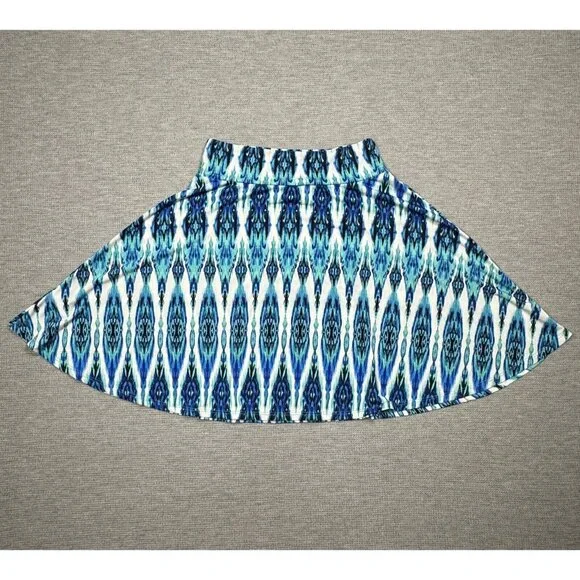 LuLaRoe A-Line Skirt Size 10 Multicolor Blue Geometric Pull On Knee Length Midi - Picture 5 of 12